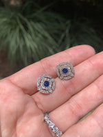 Load image into Gallery viewer, Diamond and sapphire earrings
