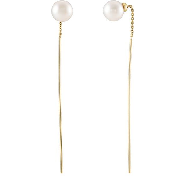 Cool Mom threader pearl earrings