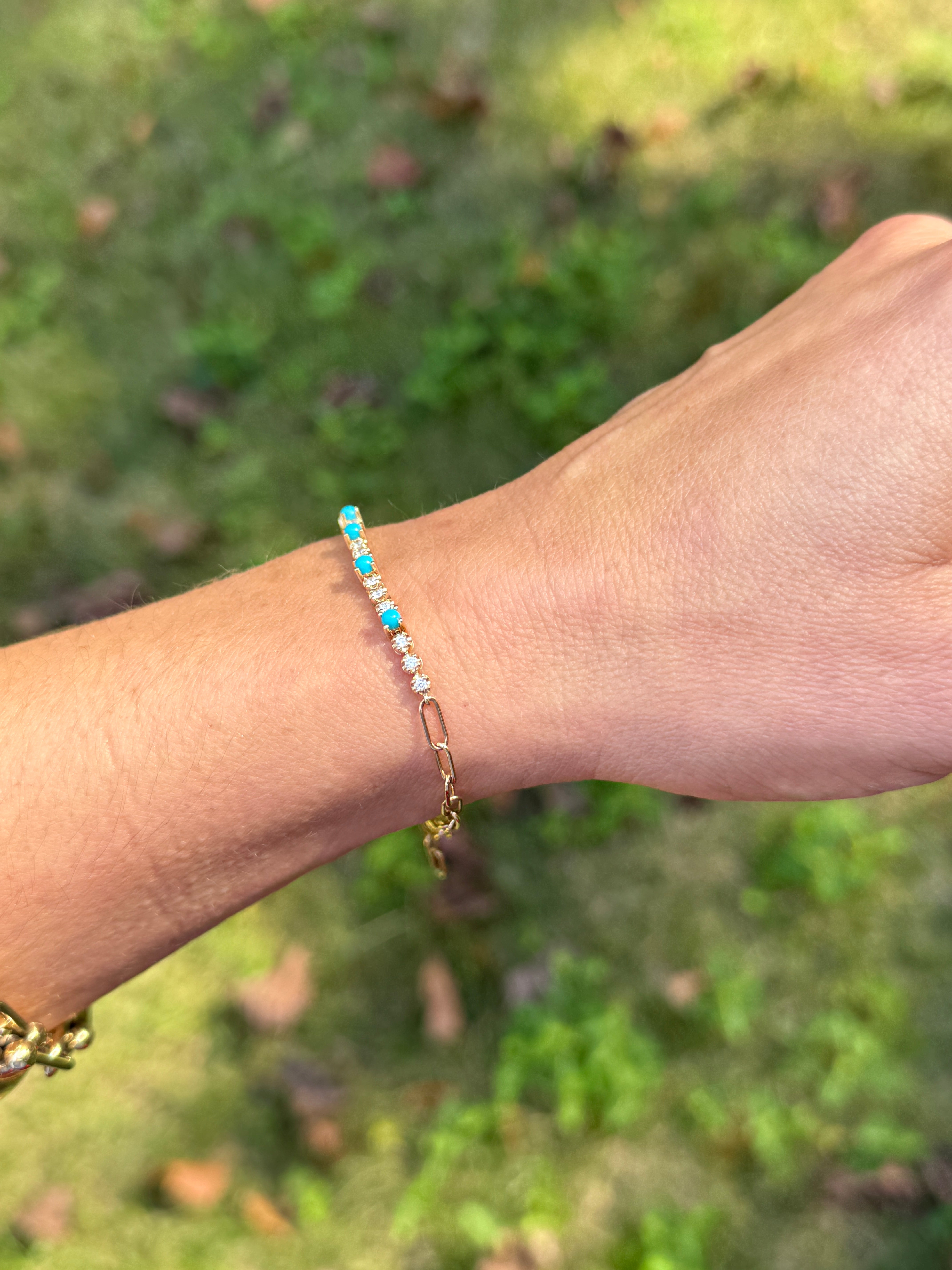 Turquoise and diamond bracelet