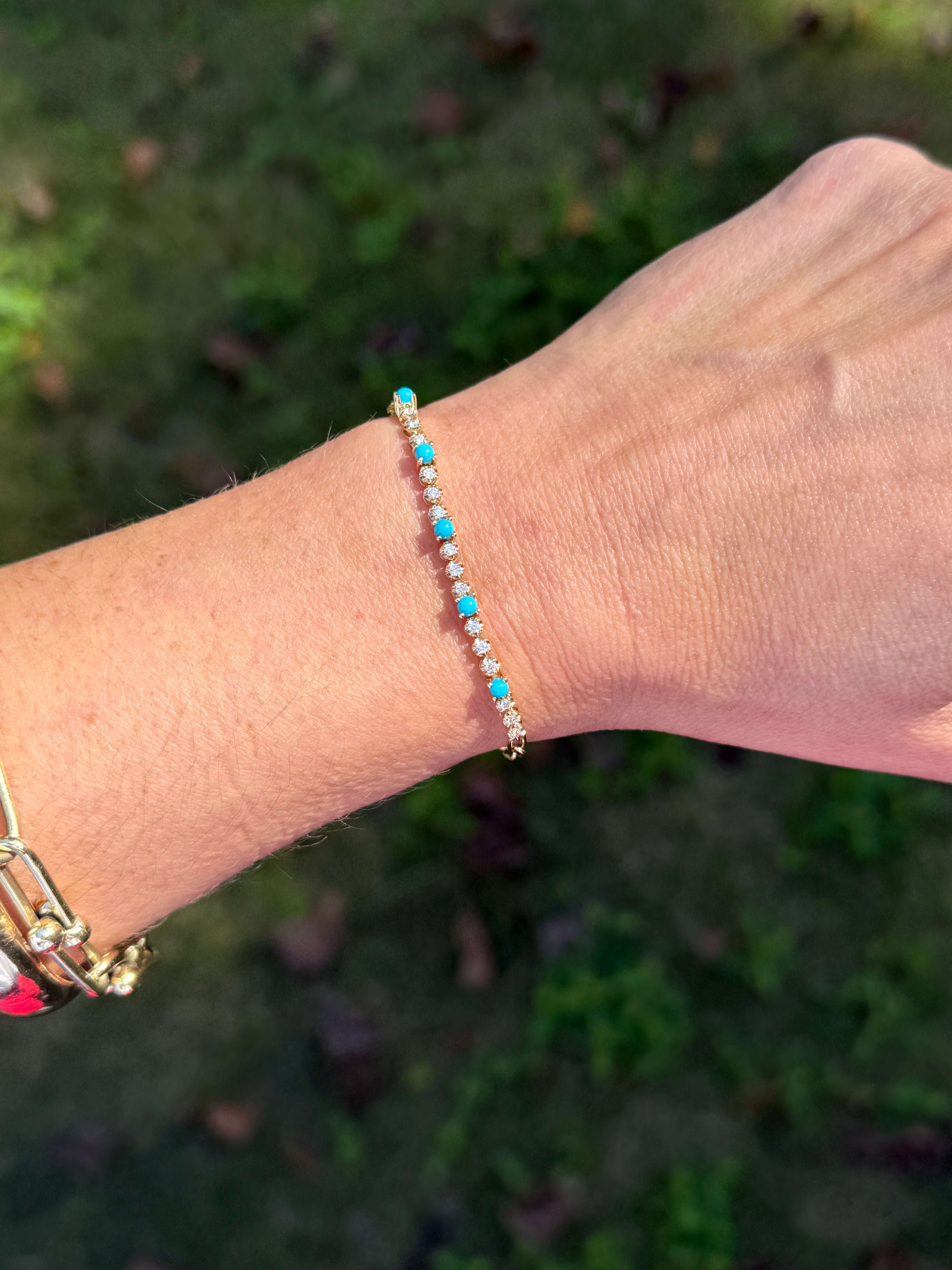 Turquoise and diamond bracelet