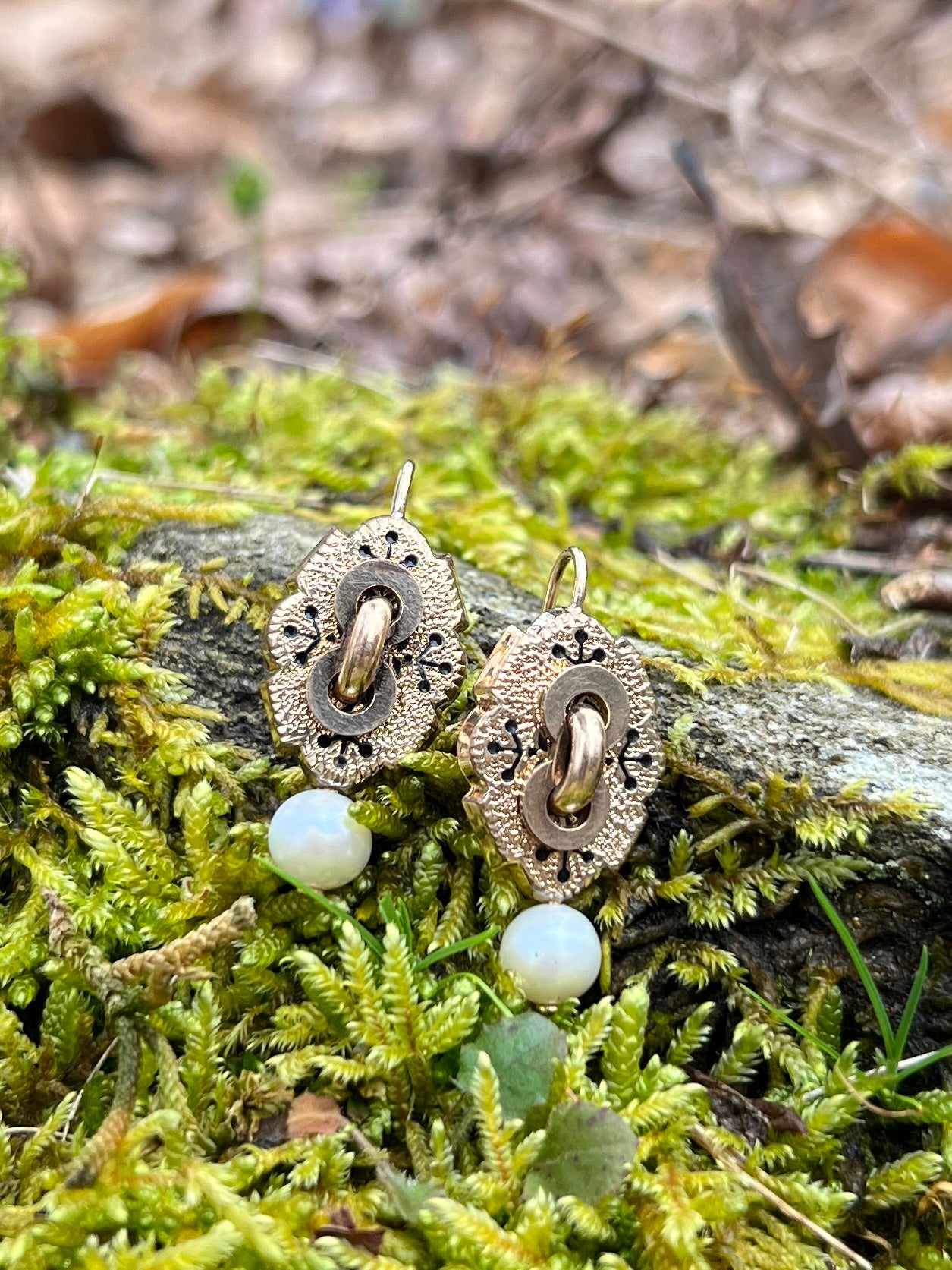 Antique enamel drop earrings