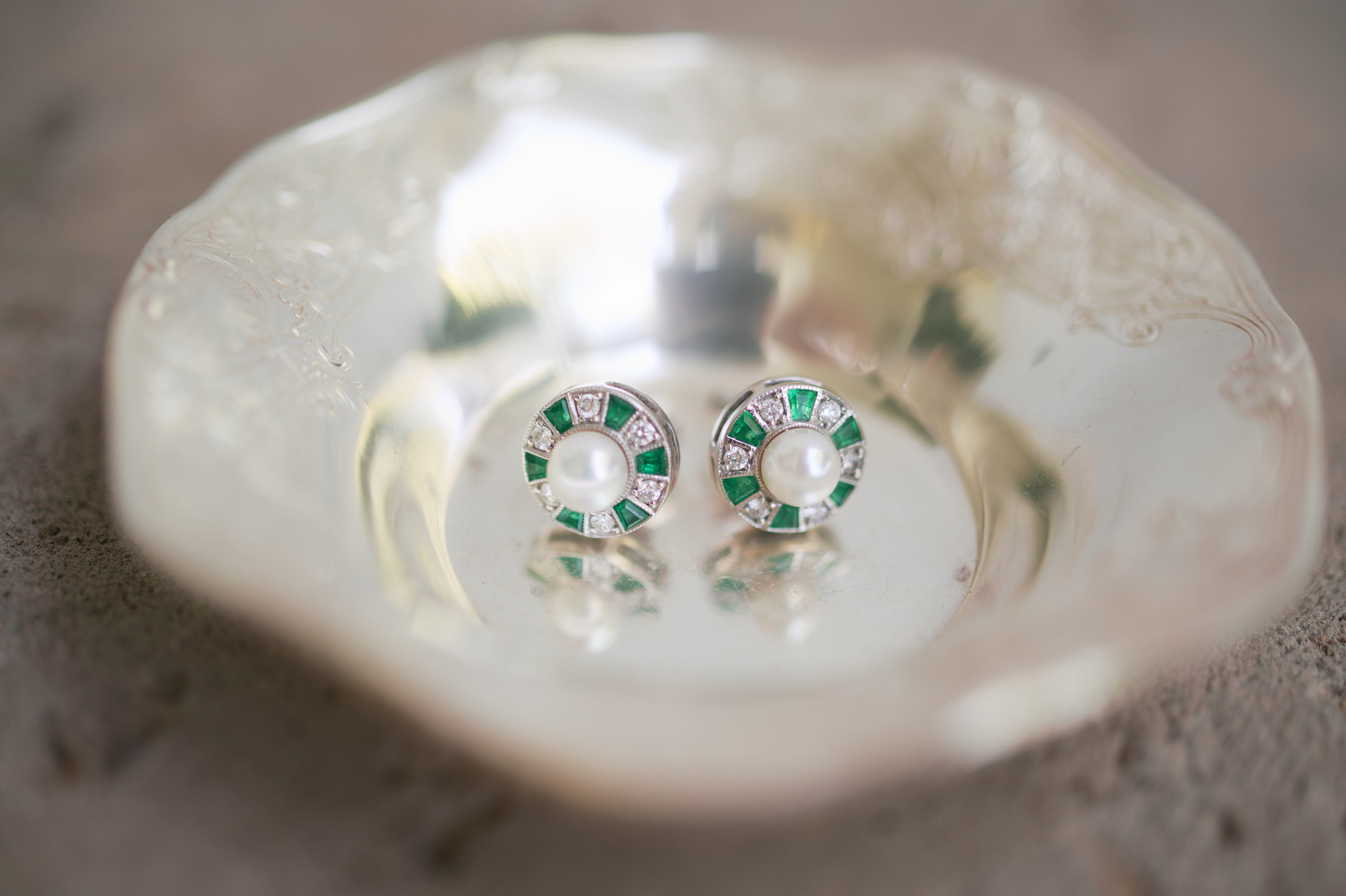 Emerald and diamond earrings
