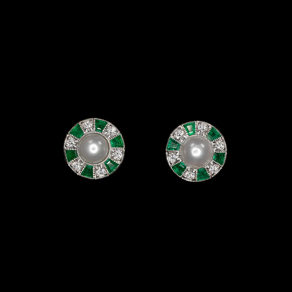 Emerald and diamond earrings