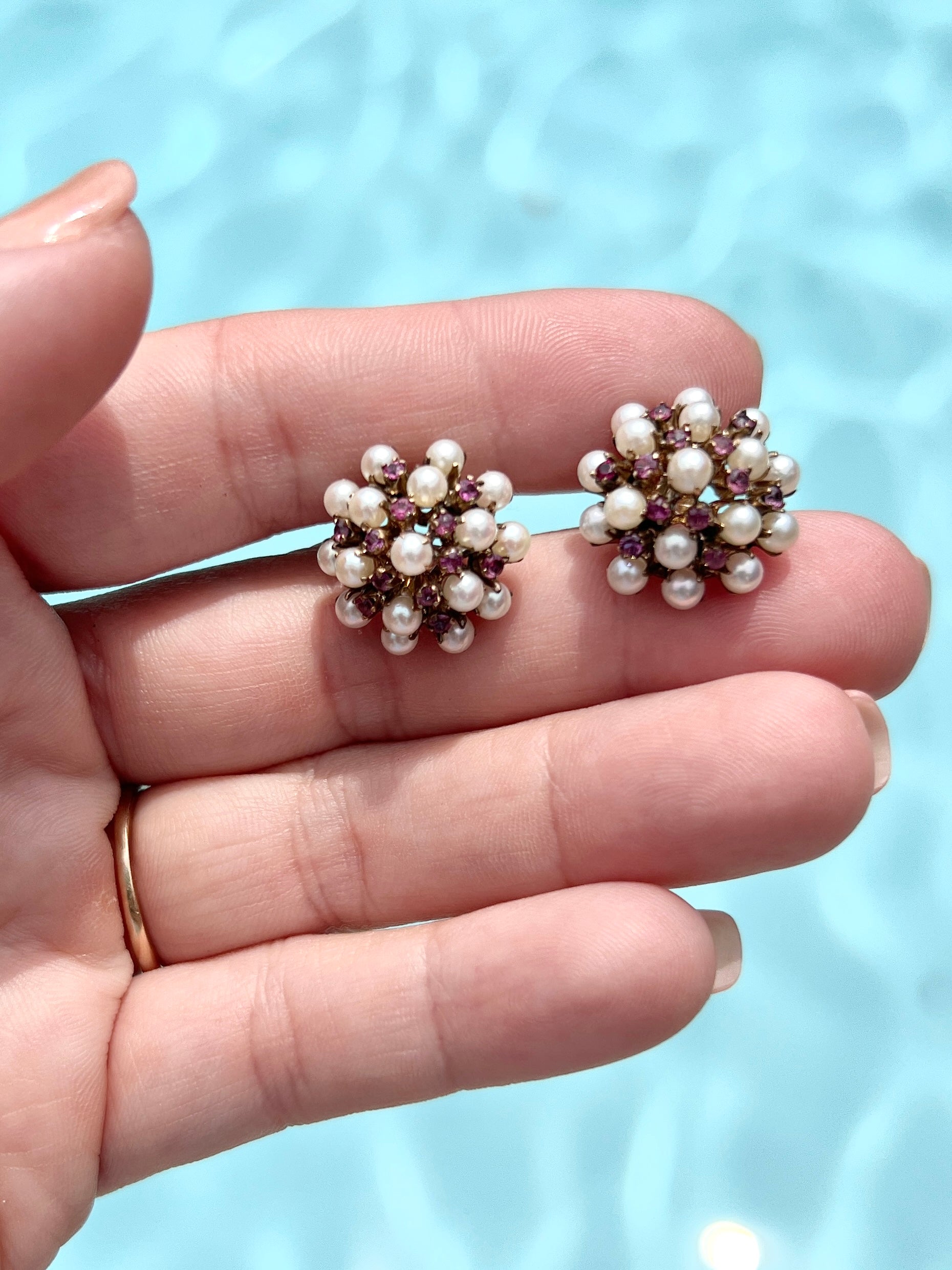 Vintage Ruby and pearl earrings