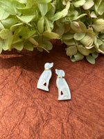 Load image into Gallery viewer, Mother of Pearl Dog Earrings
