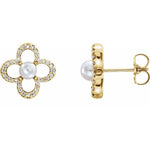 Load image into Gallery viewer, Clover diamond and pearl earrings
