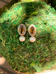 Antique enamel and pearl earrings