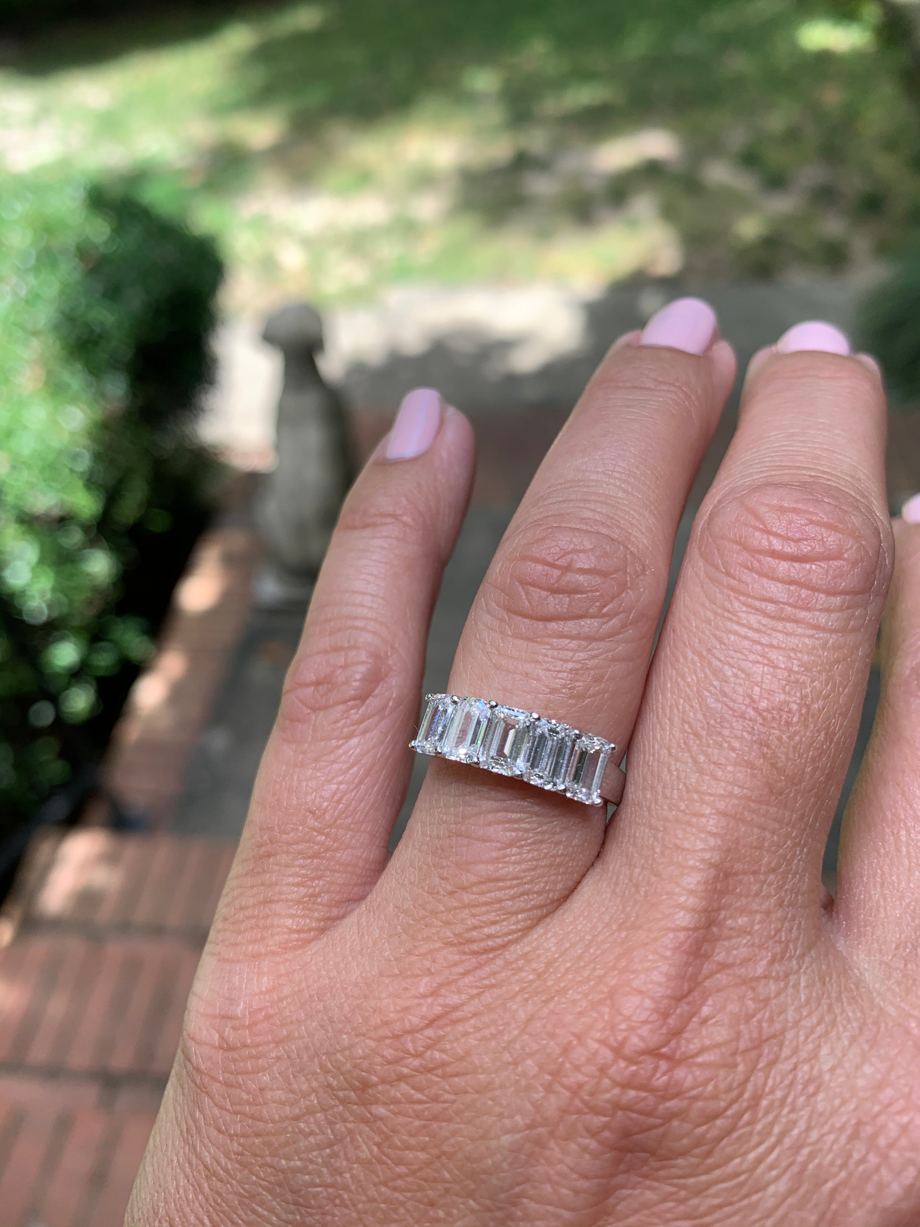 Diamond emerald cut online band