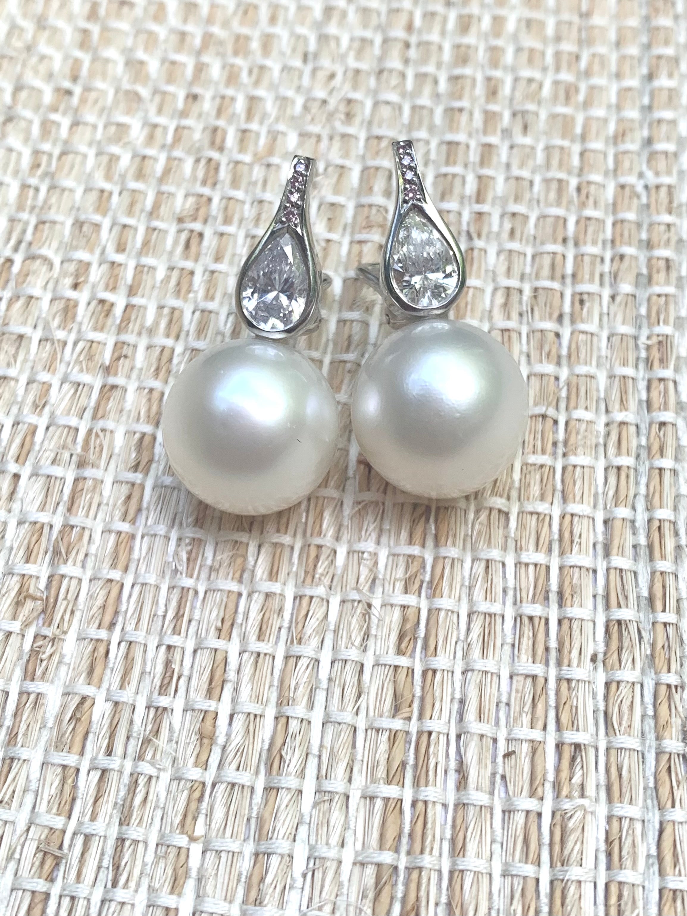 The Brittingham Estate diamond and pearl earrings