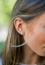 Load image into Gallery viewer, Turquoise and white topaz earrings
