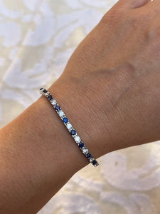 Sapphire and diamond tennis bracelet