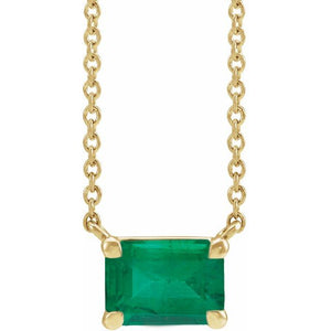 Emerald cut emerald pendant